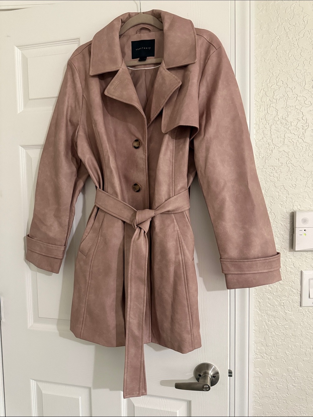 Sanctuary Dusty Rose Faux Suede Trench Coat with Belt
